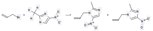 1H-Imidazole,2-methyl-5-nitro-1-(2-propen-1-yl)- can be obtained by 2-Methyl-4-nitro-1(3)H-imidazole and 3-Bromo-propene